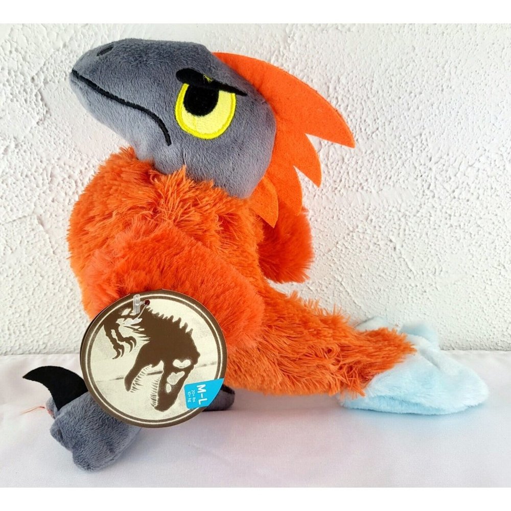 Bark Box Jurassic World Domination PYRORAPTOR Plush Dog Toy Crinkle Squeak M-L